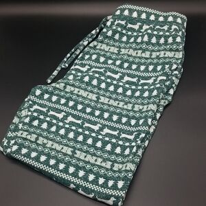 PINK Victoria's Secret Medium "PINK" Green & White Holiday Dog Pajama Bottoms